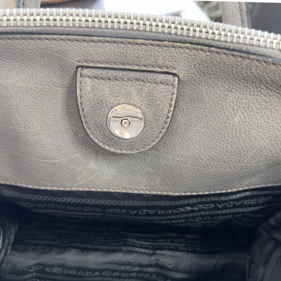Prada Two-Way City Double Zip Tote Bag Gray Suede&Calf Leather Detachable Strap - Picture 11 of 16
